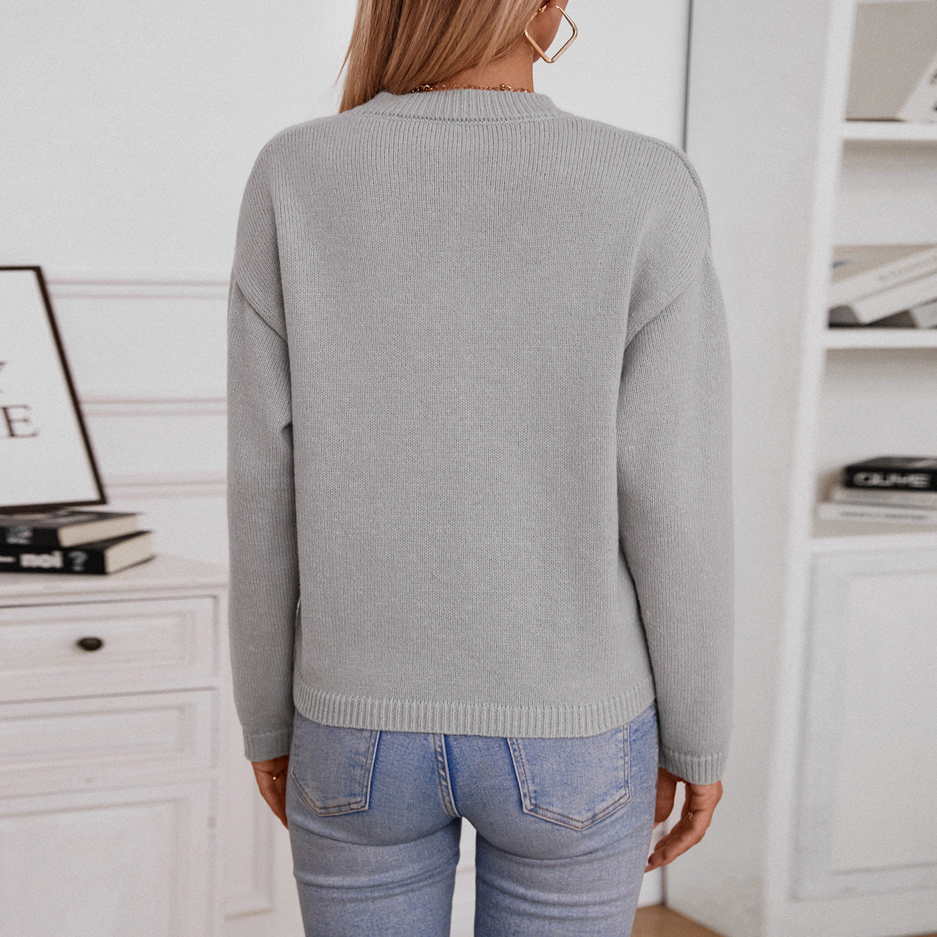 Women's Sweater Solid Color Pocket Casual Loose