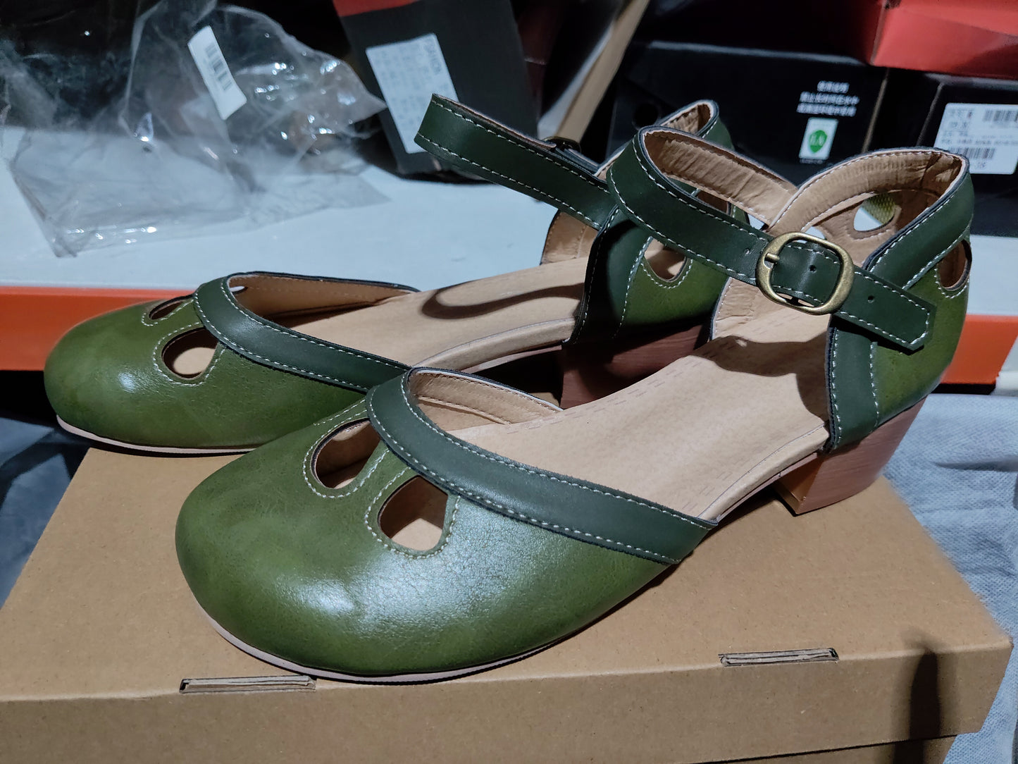 Chunky women's shoes plus size leather shoes