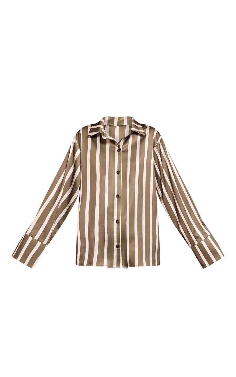 Long Sleeve Polo Collar Stripes Shirt Loose Shirt Trousers Two-piece Home Wear