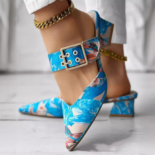 Women's Colorful Chunky Heel Sandals