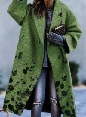 European And American Women's New Casual And Comfortable Long-sleeved Large-size Woolen Coat