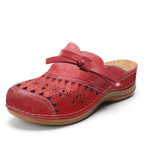 Plus Size Women's Shoes Bow Hollow Toe Flat Sandals