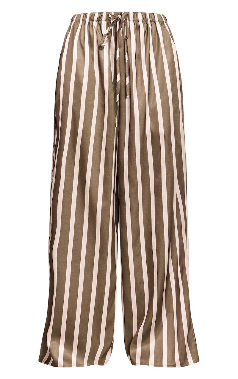 Long Sleeve Polo Collar Stripes Shirt Loose Shirt Trousers Two-piece Home Wear