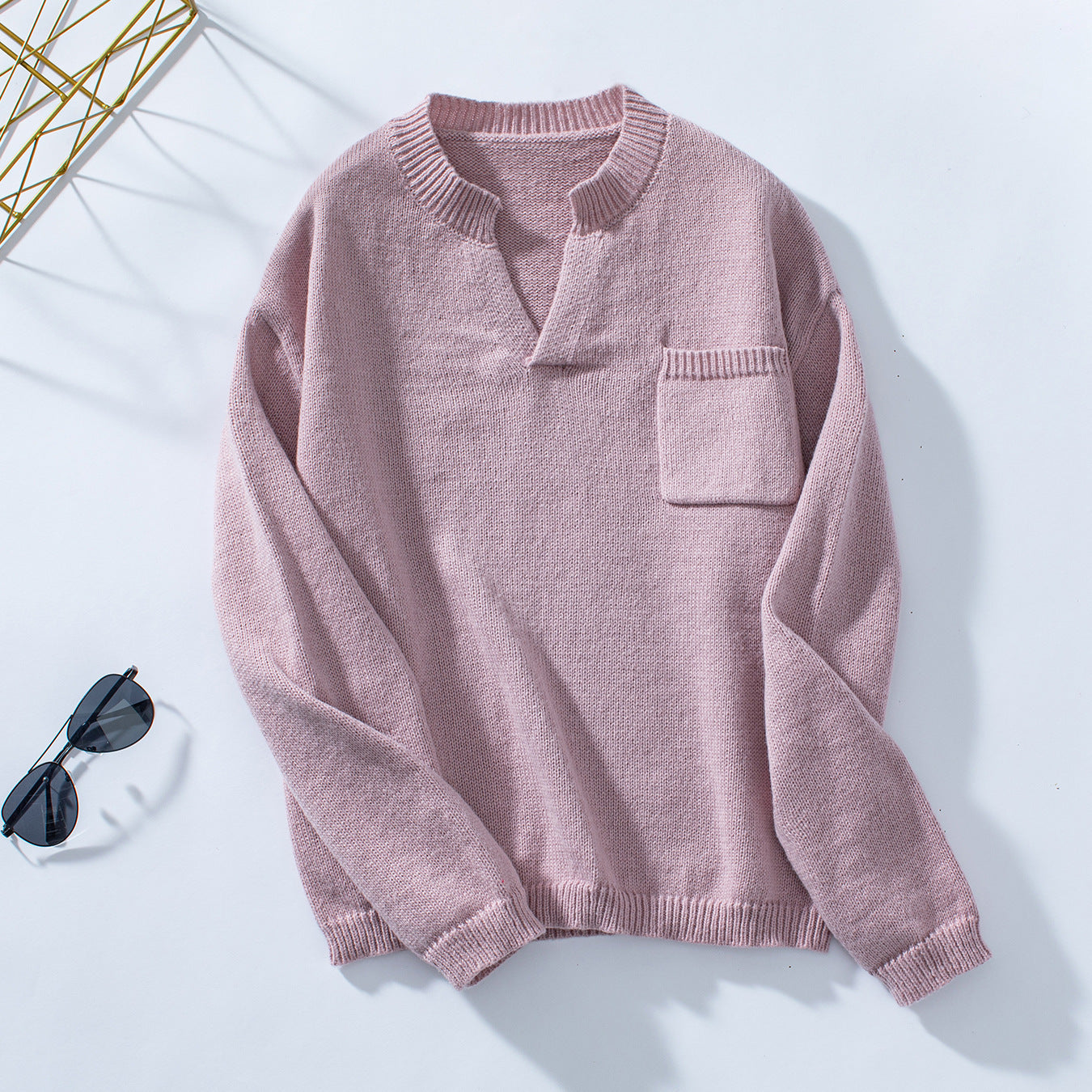 Women's Sweater Solid Color Pocket Casual Loose