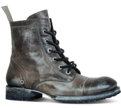 Round toe retro lace-up casual short boots