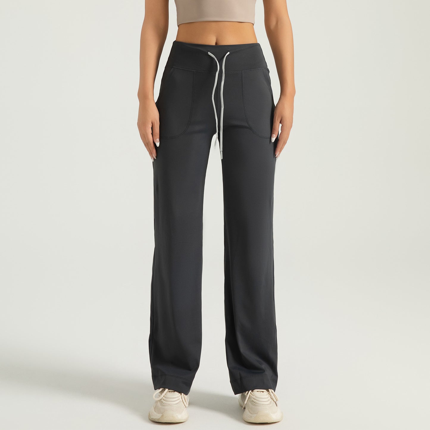 Versatile Sports Pants Drawstring Loose Nude Feel Casual Women