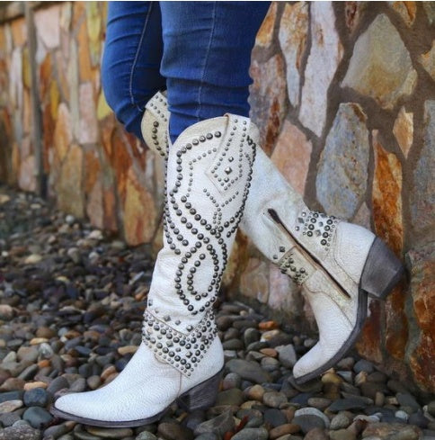 Plus size rivet high boots