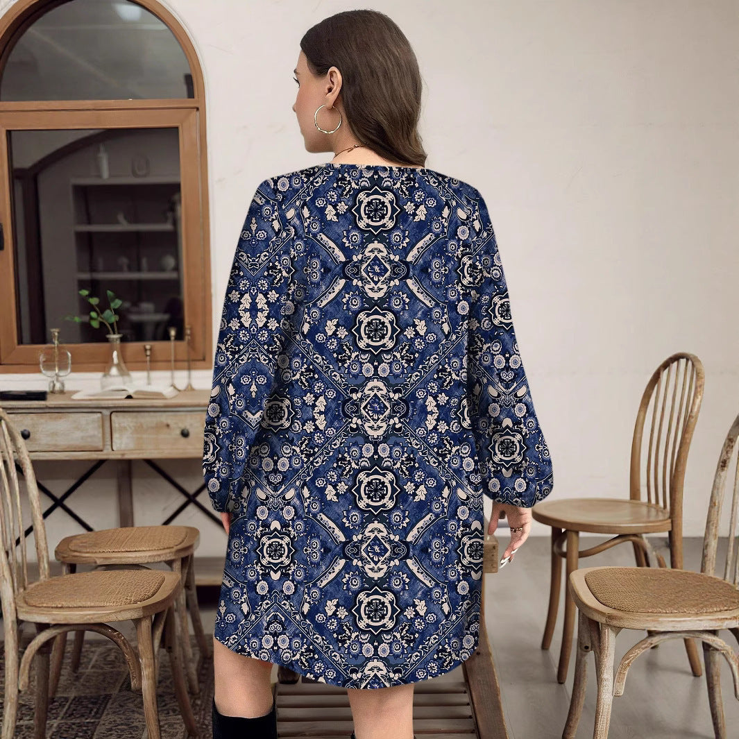 Ethnic Print Loose Casual Short Skirt Women's Clothing