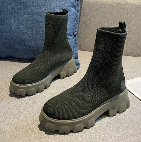 Autumn And Winter New Independent Stand Women's Plus Size One-step Socks Boots