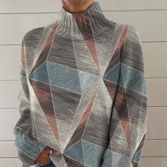 3D Color Matching Pattern Floral Print Long Sleeve Pullover