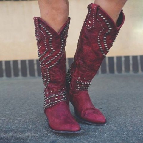 Plus size rivet high boots