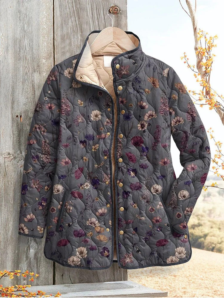 New Stand Collar Autumn And Winter Button Women's Gradient Cotton-padded Sweater