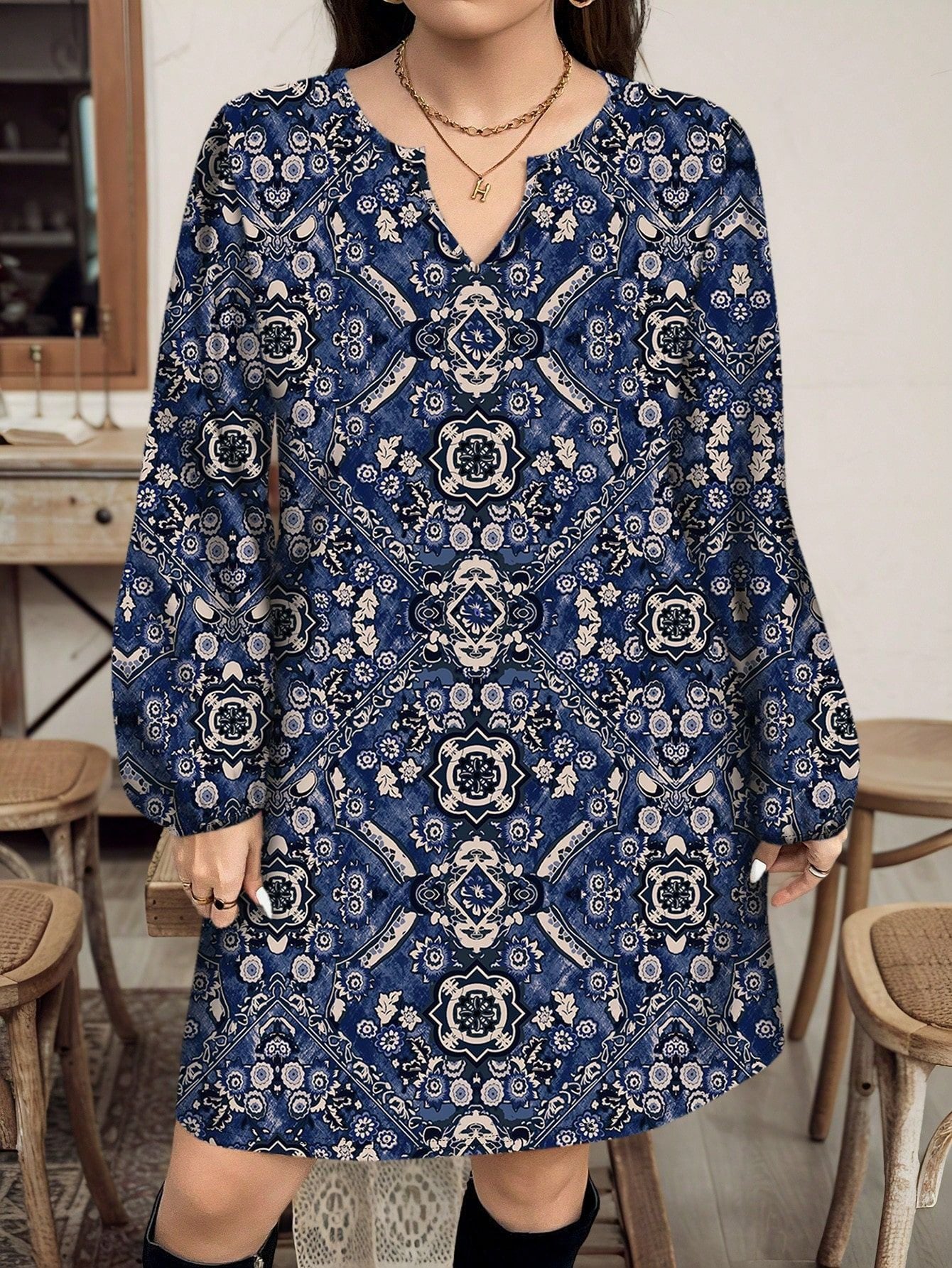 Ethnic Print Loose Casual Short Skirt Women's Clothing