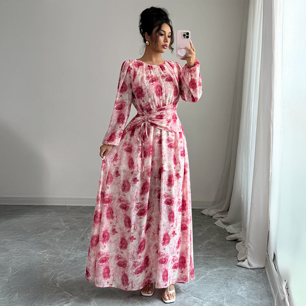 Women's Printed Long Sleeve Dress