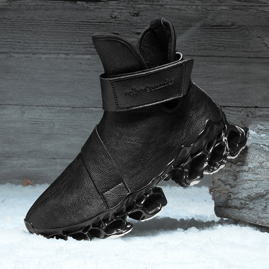 High-top With Velvet Microfiber Men's Leather Worker Boot