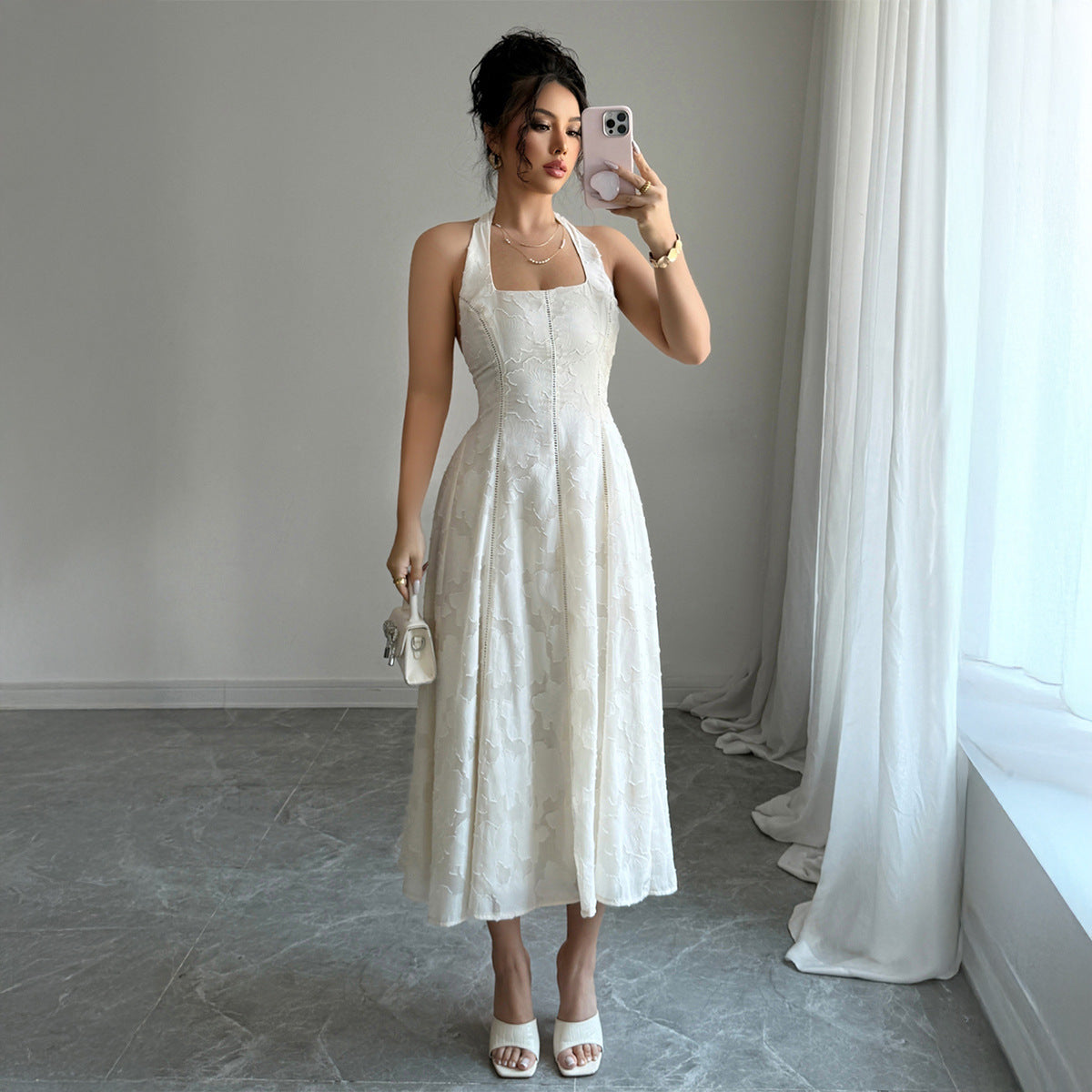 Elegant Simple Style Halter Tube Top Maxi Dress Women's Clothing