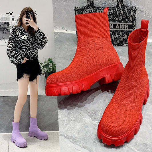 European And American Mid-tube Boots Set Foot Large Size
