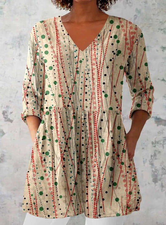 Women's Loose And Comfortable Digital Printed Round Neck Short-sleeved Top
