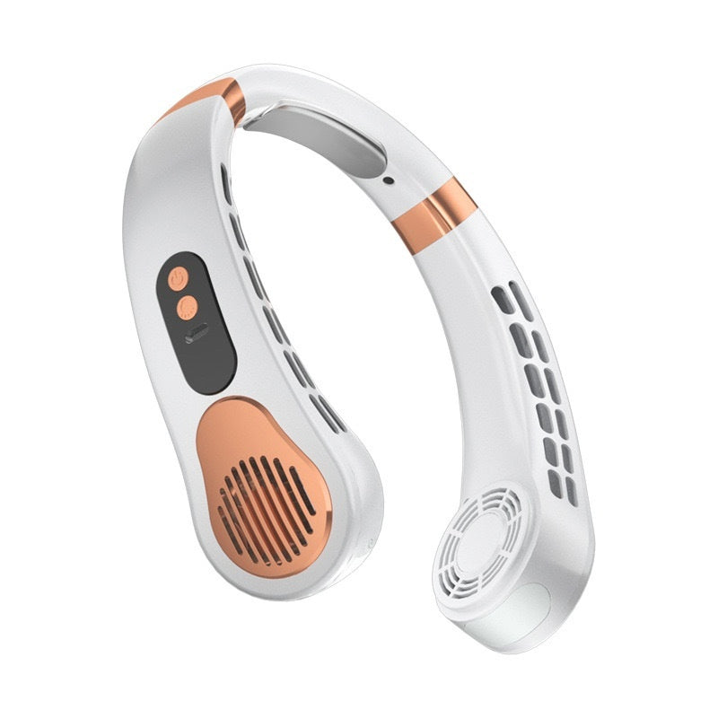 With Light Digital Display Leafless Halter Fan USB Portable Mute Lazy Student Outdoor Halter Fan