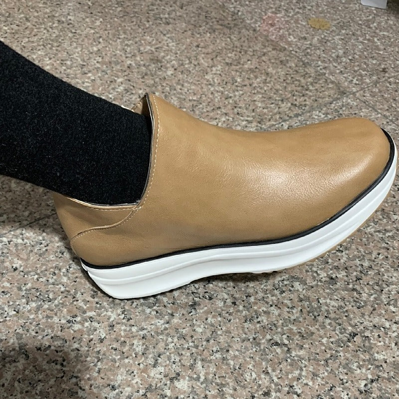Women's Ankle Boots Platform Round Toe Non-slip Thick Soled Side Zipper Warm Shoes For Autumn And Winter