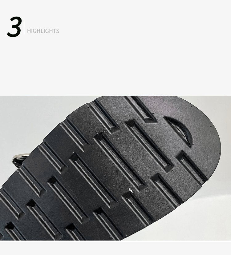 Toe Cap Semi Slipper New British Retro Platform Rivet Flat Shoes