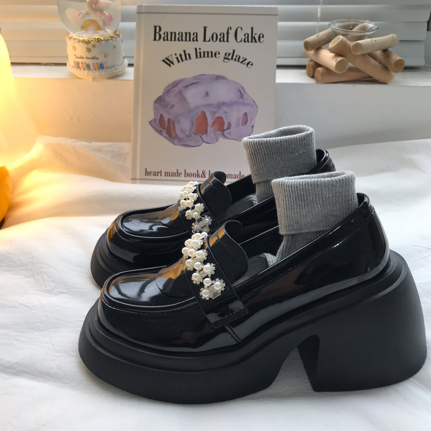 Women With Thick High Heels And Lace Up Small Leather Shoes Q1