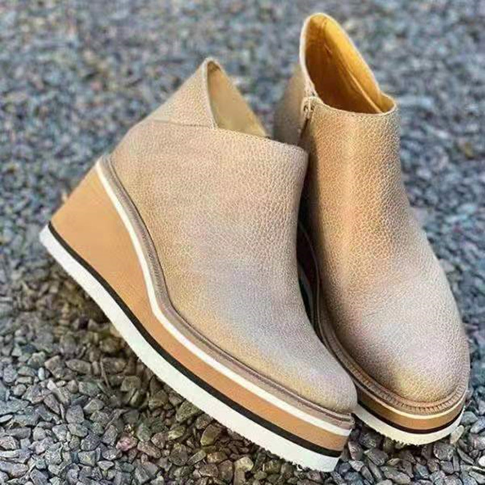 New Style Flat Side Zipper Shoes For Autumn And Winter