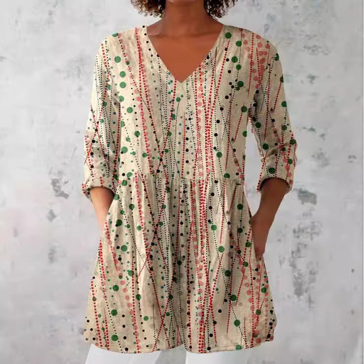 Women's Loose And Comfortable Digital Printed Round Neck Short-sleeved Top