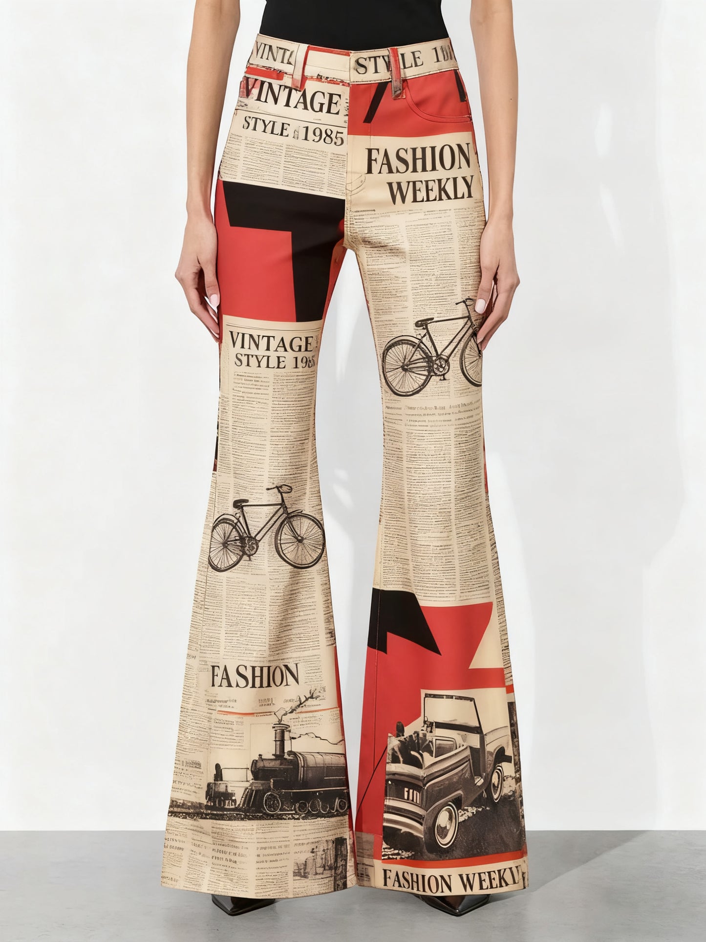 Fashionable Casual Wide-leg Pants, Women's Trousers With Colorful And Personalized Designs