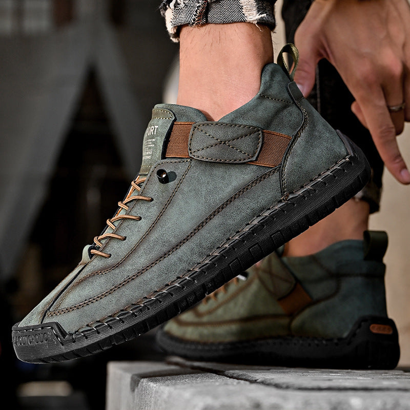 FallWinter Hot-selling Foreign Trade Cross-border Plus Size Men's Mid-Top Martin Boots Outdoor Casual Shoes Tooling Stitching Men's Shoes